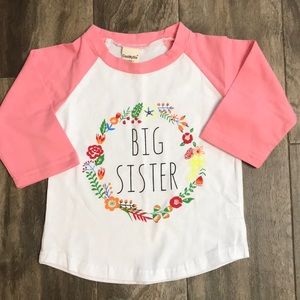 3/4 sleeve “Big Sister” shirt pink/white/floral 2t